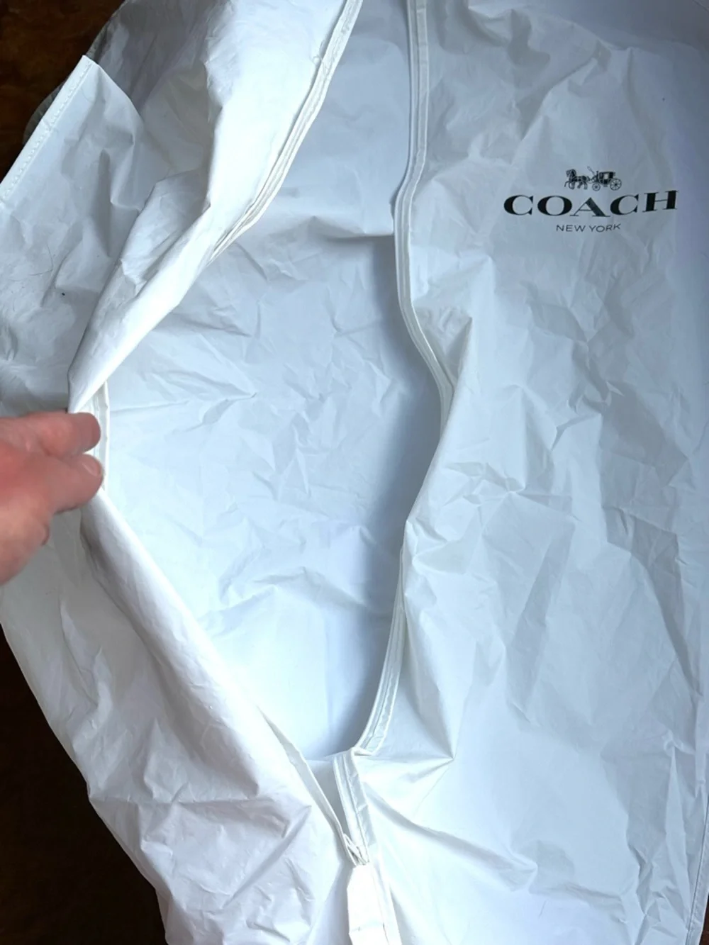 Coach White Zip-Up Garment Cover with Logo Bag Travel Carry On
